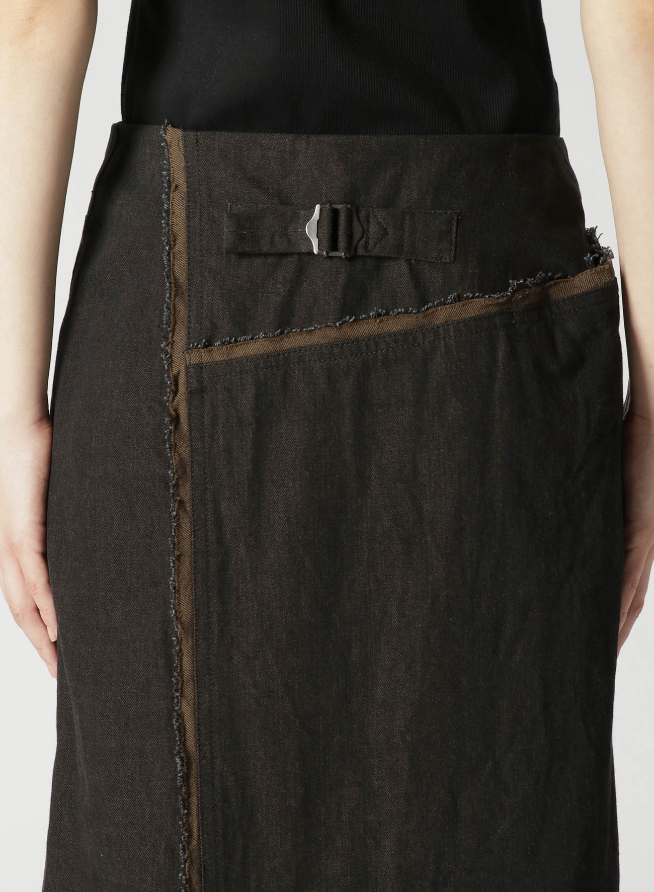 10oz DENIM PANELLED WRAP SKIRT - Image 6