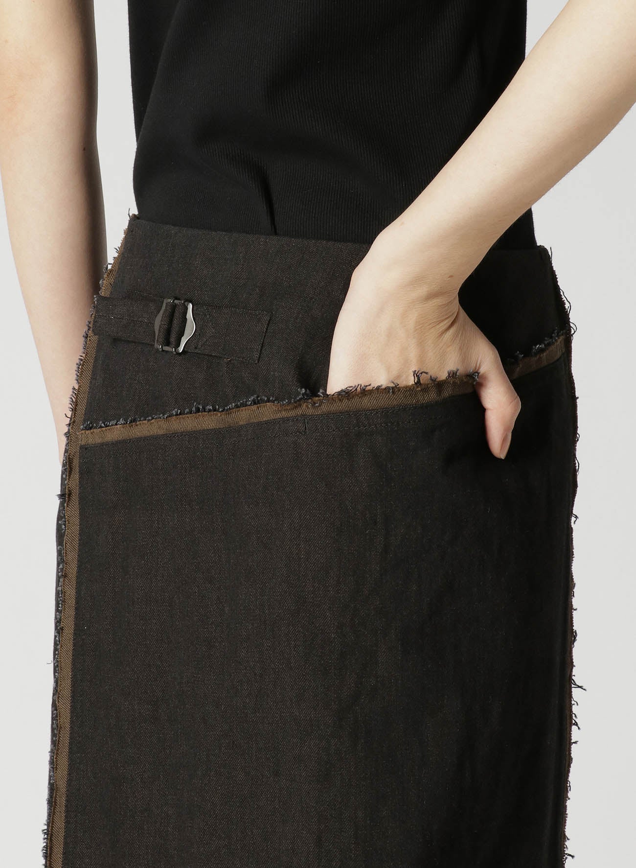 10oz DENIM PANELLED WRAP SKIRT - Image 7